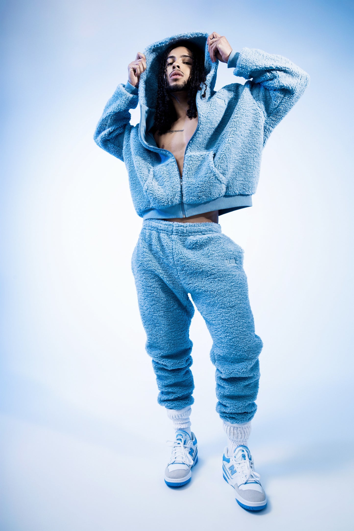 Iced Blue Teddy Oversized Jacket