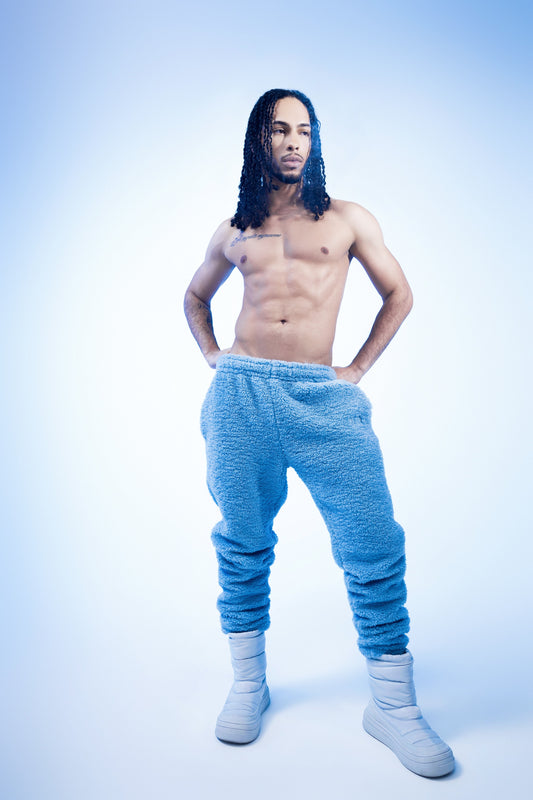 Iced Blue Teddy Joggers